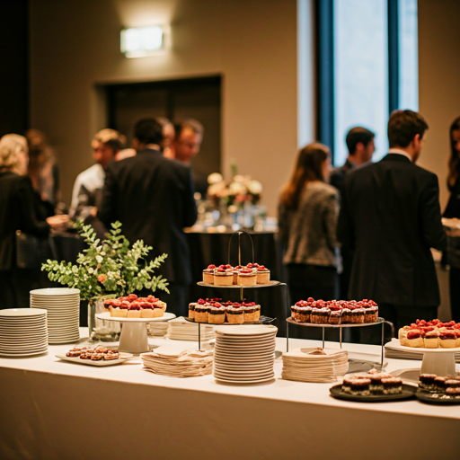 Corporate dessert table setup
