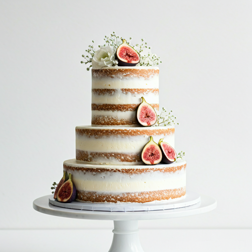 Elegant three-tier wedding cake with French macarons